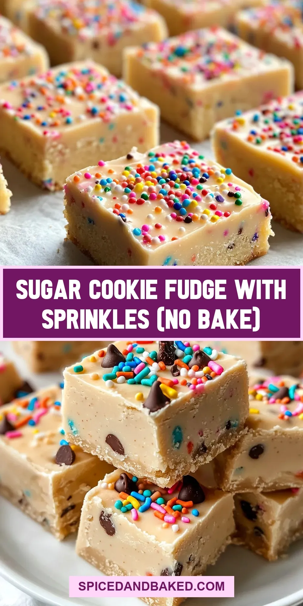 Easy Sugar Cookie Fudge With Sprinkles (No Bake) Recipe