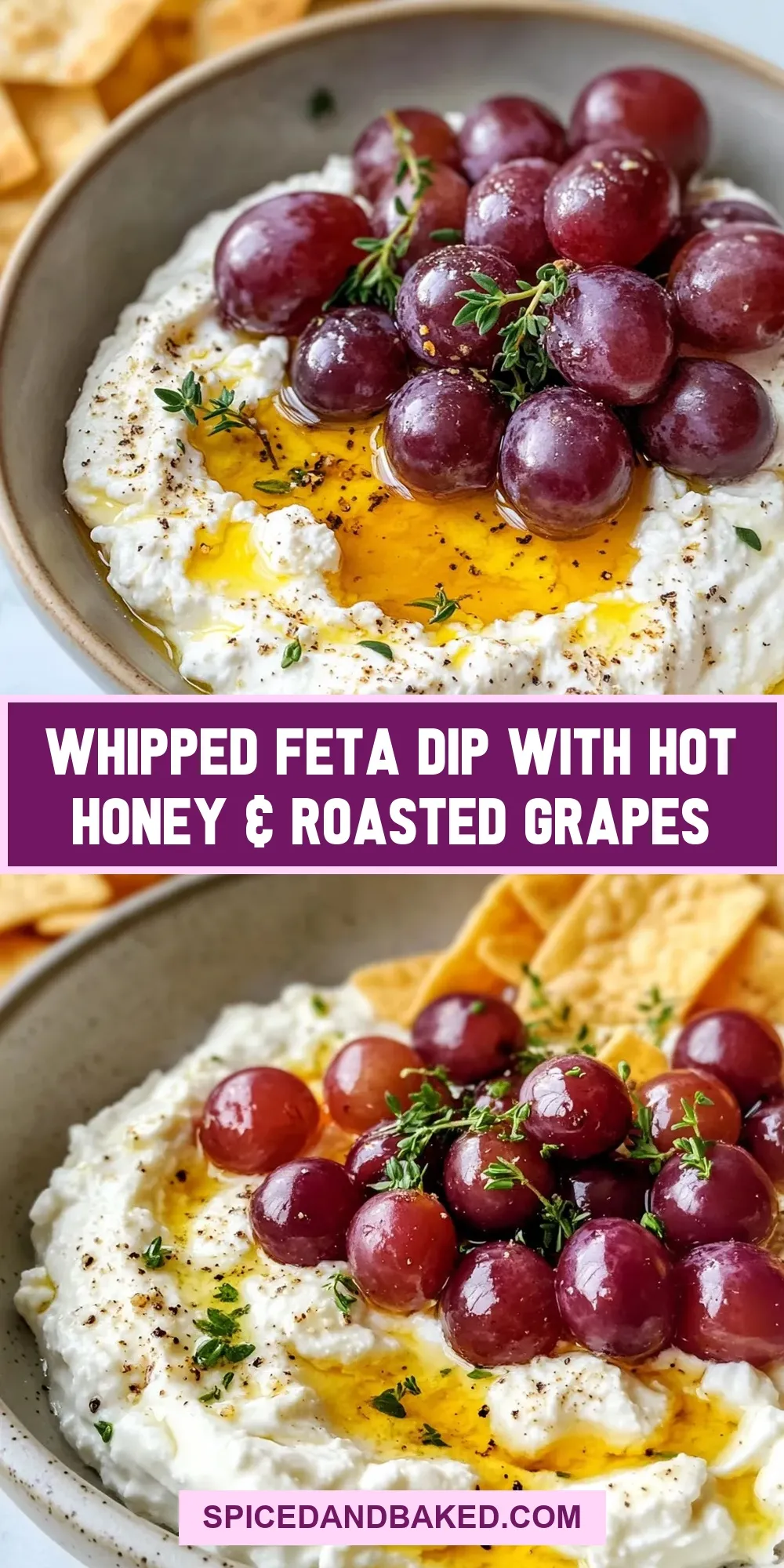 Easy Whipped Feta Dip With Hot Honey & Roasted Grapes Recipe