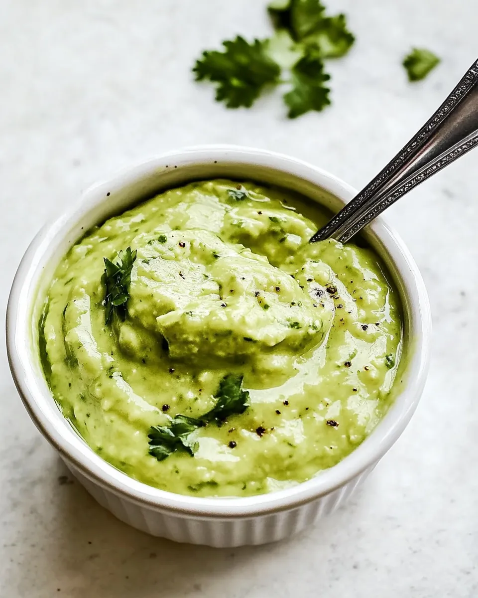 Delicious Avocado Sauce food shot