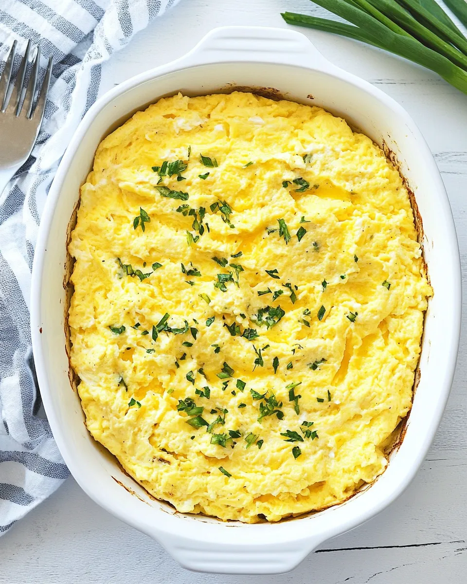 Delicious Baked Scrambled Eggs food shot