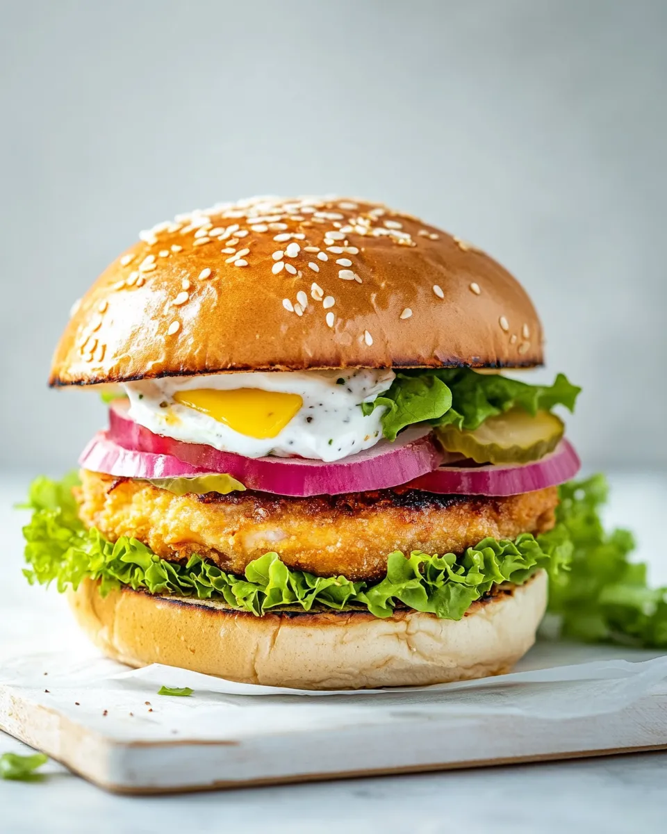 Delicious Chicken Burger food shot