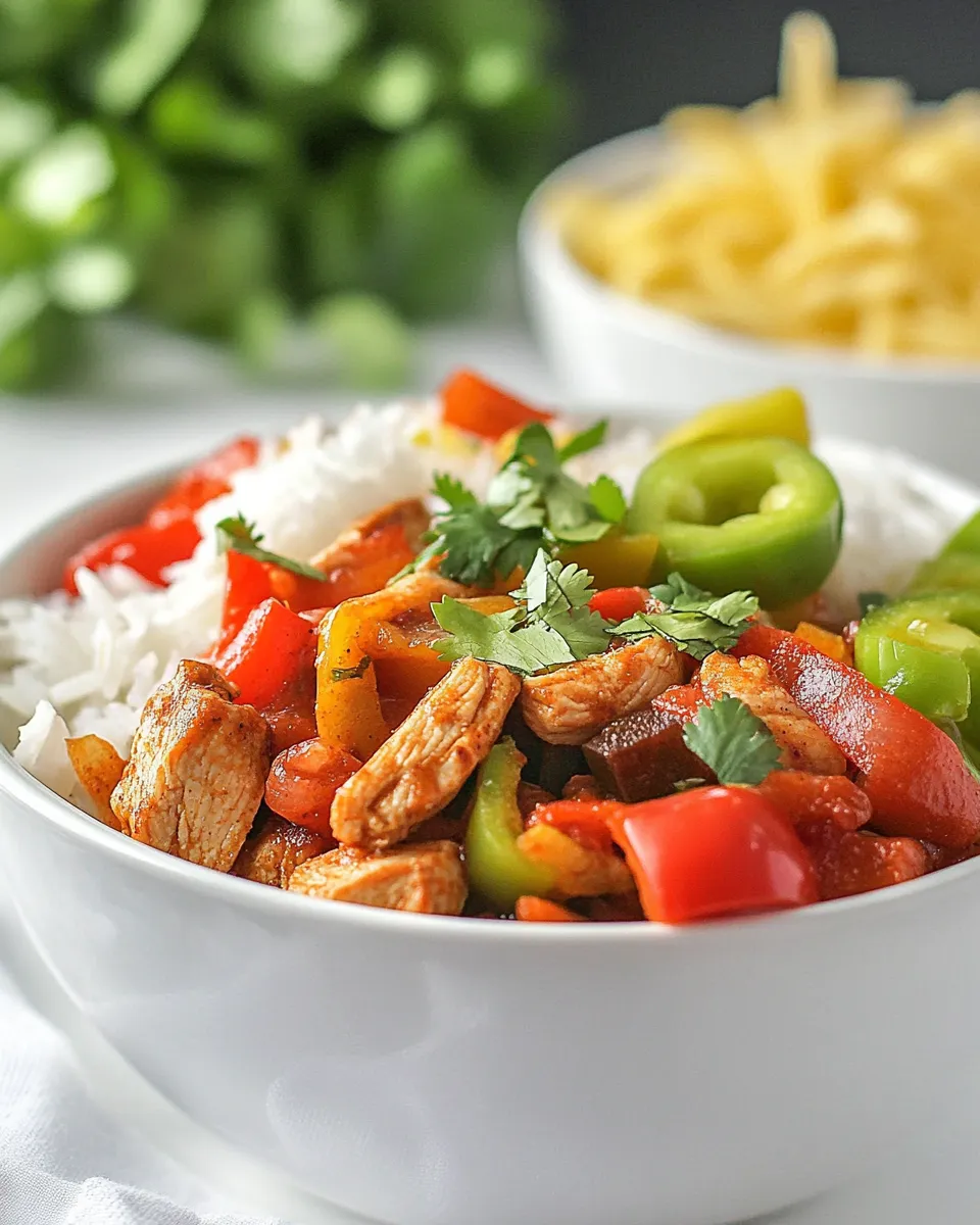 Classic Chicken Fajita Rice Bowl recipe image