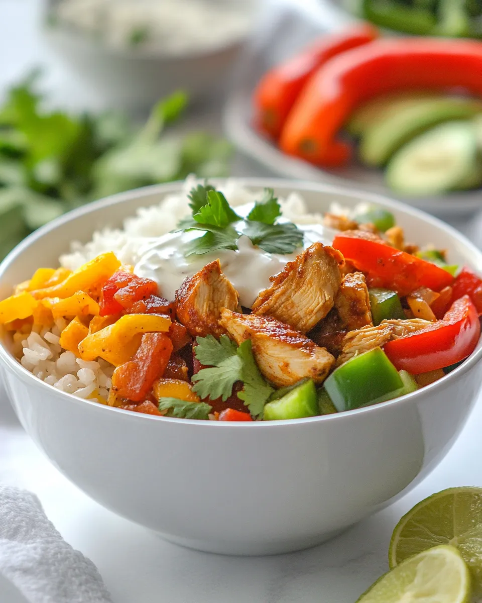 Easy Chicken Fajita Rice Bowl dish photo