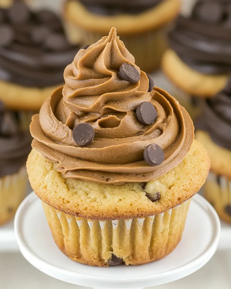 Homemade Chocolate Chip Cookie Cupcakes (brown butter chocolate frosting) photo
