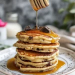 Homemade Chocolate Chip Lemon Baklava Pancakes with Salted Vanilla Honey Syrup. recipe photo