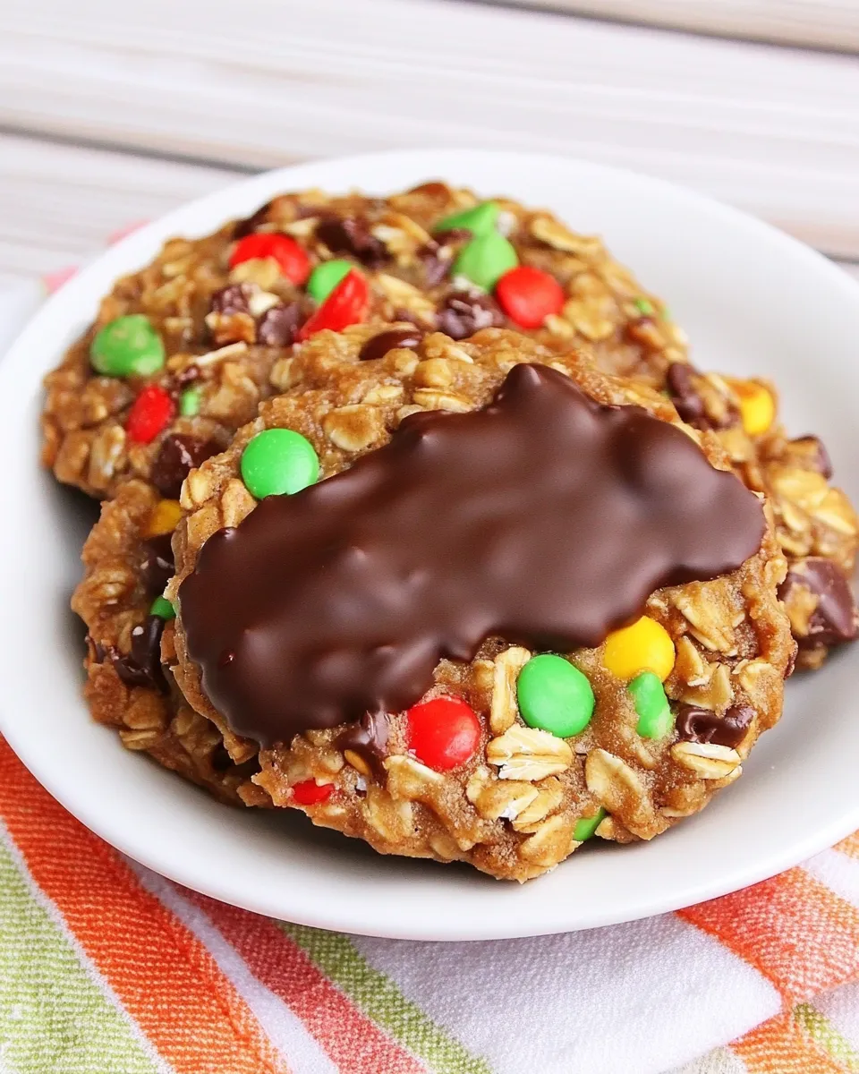 Easy Chocolate Covered Sunflower Seed Oatmeal Cookies food shot