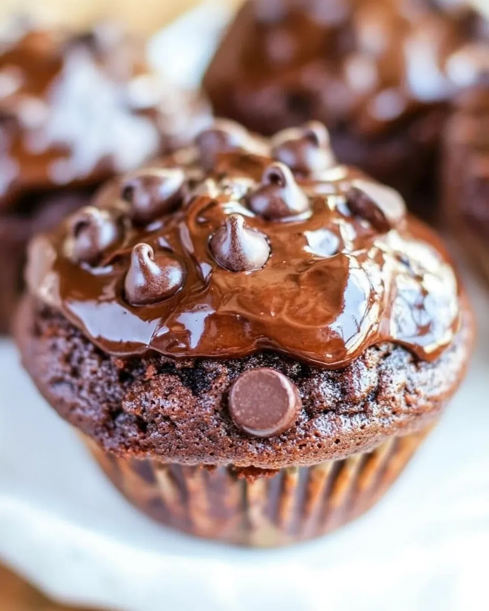 Classic Chocolate Lovers Chocolate Chocolate-Chip Muffins recipe image