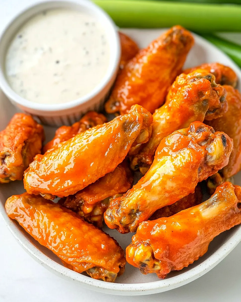 Delicious Oven Baked Buffalo Wings food shot
