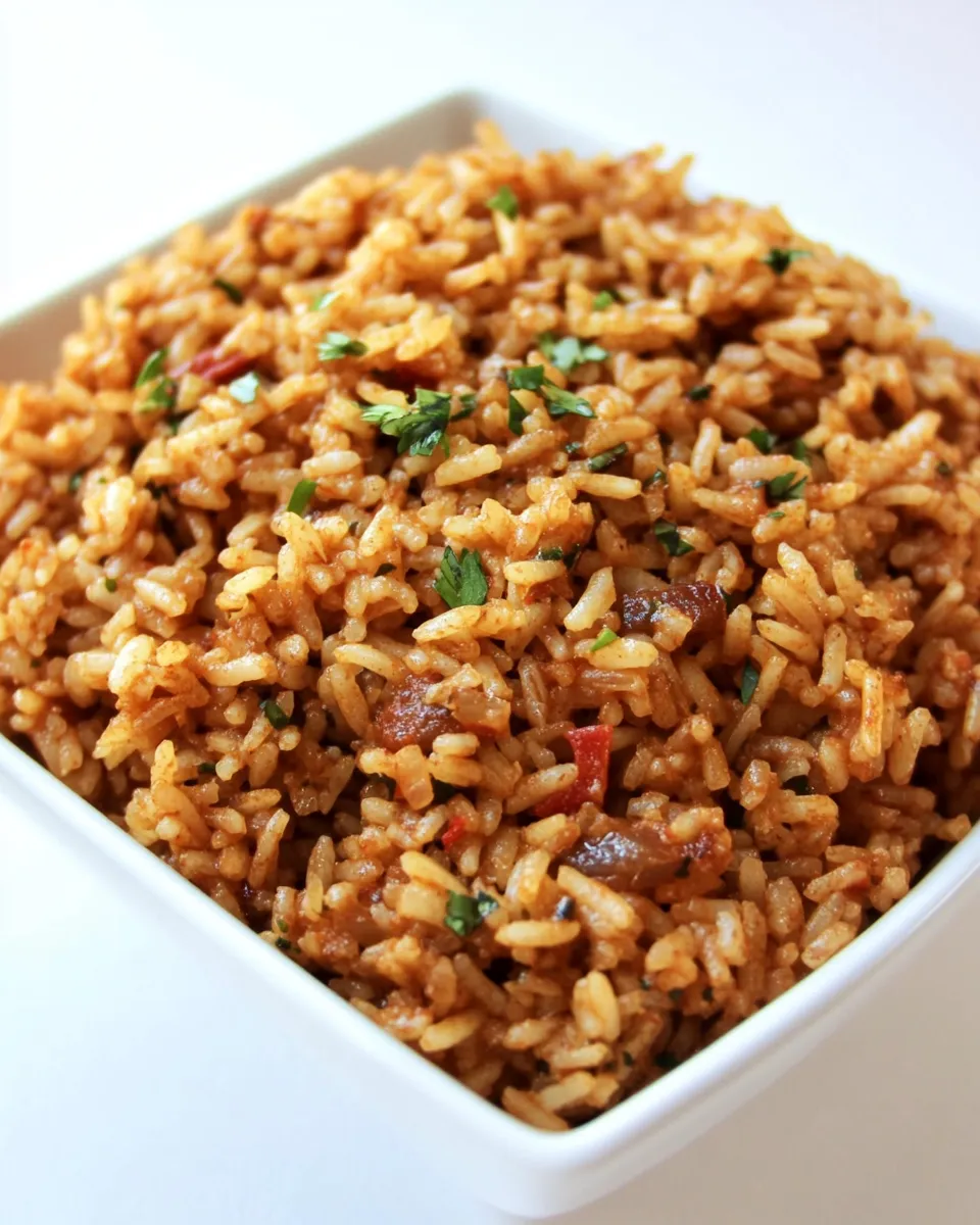 Delicious Restaurant Style Mexican Rice plate image