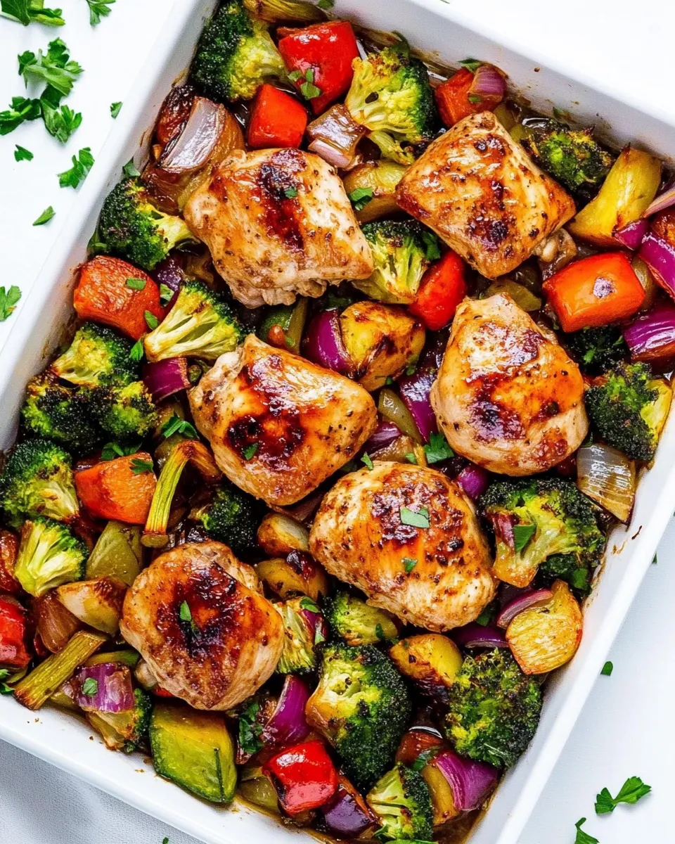 Delicious Sheet Pan Chicken and Veggies food shot