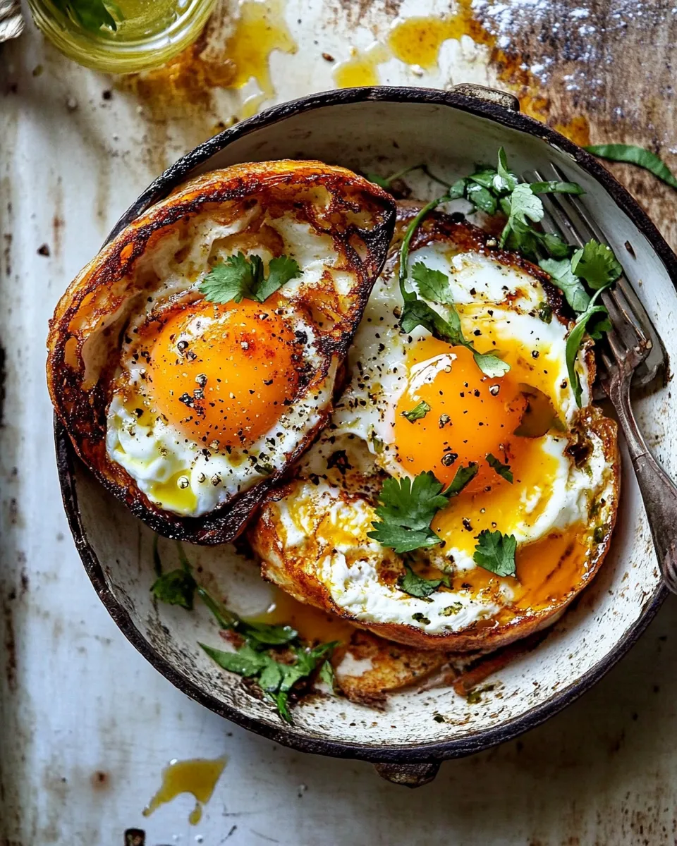Easy Spicy Moroccan Fried Eggs. food shot