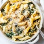 Homemade Spinach Artichoke Pasta Skillet. recipe photo