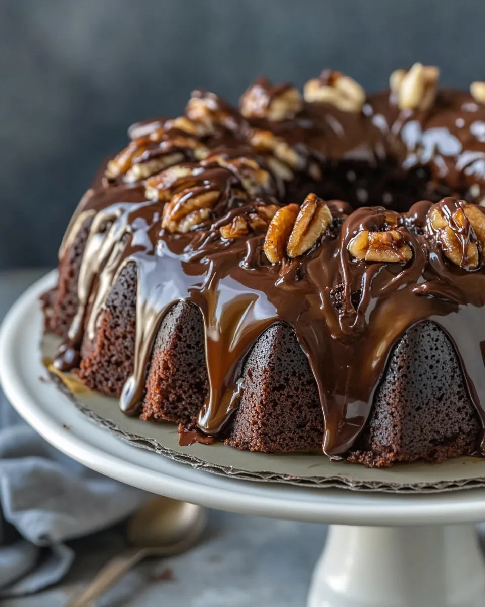 Easy Turtle Cake (Chocolate Brownie Cake Recipe) food shot