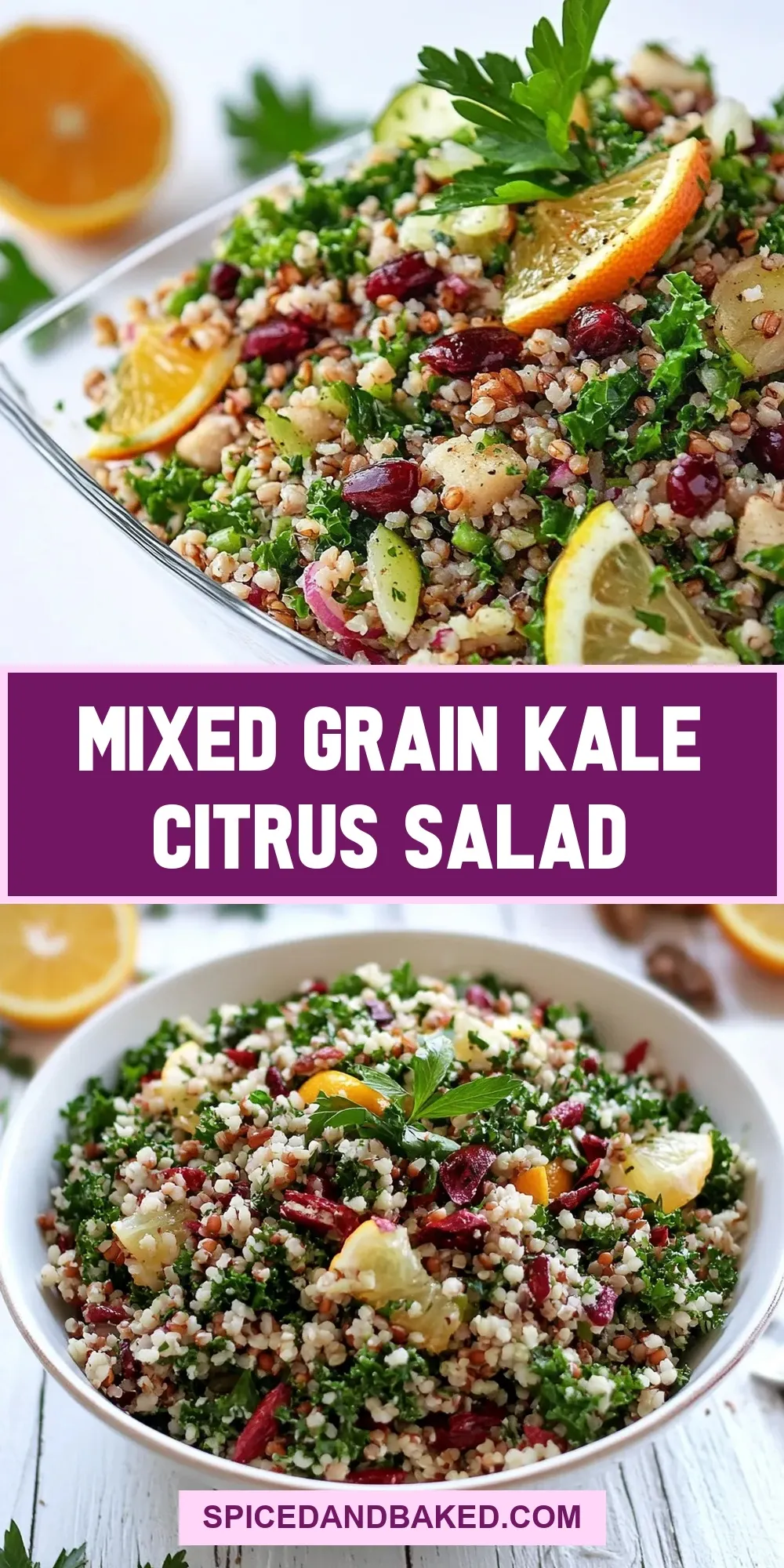 Easy Mixed Grain Kale Citrus Salad Recipe
