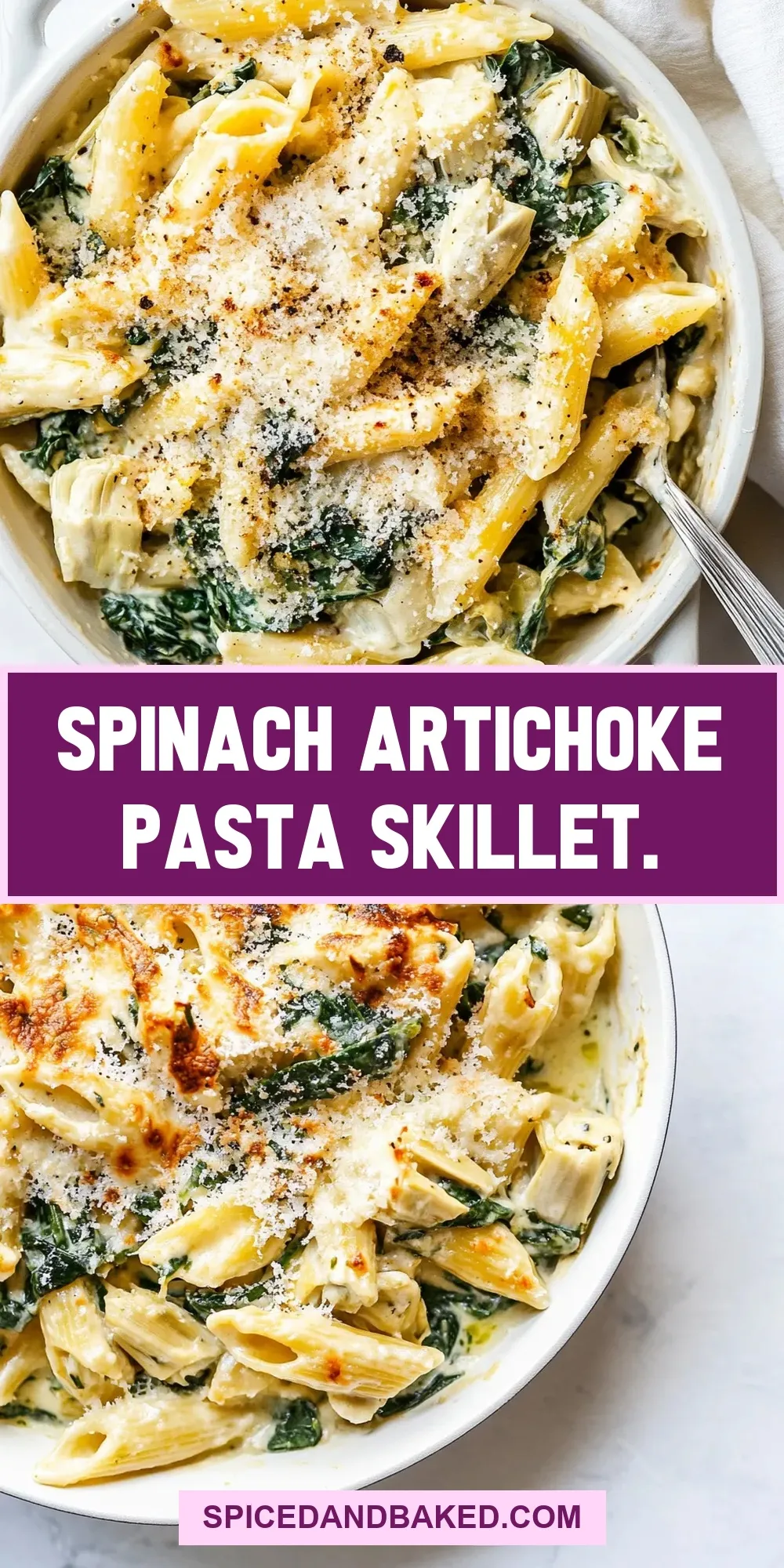 Easy Spinach Artichoke Pasta Skillet. Recipe