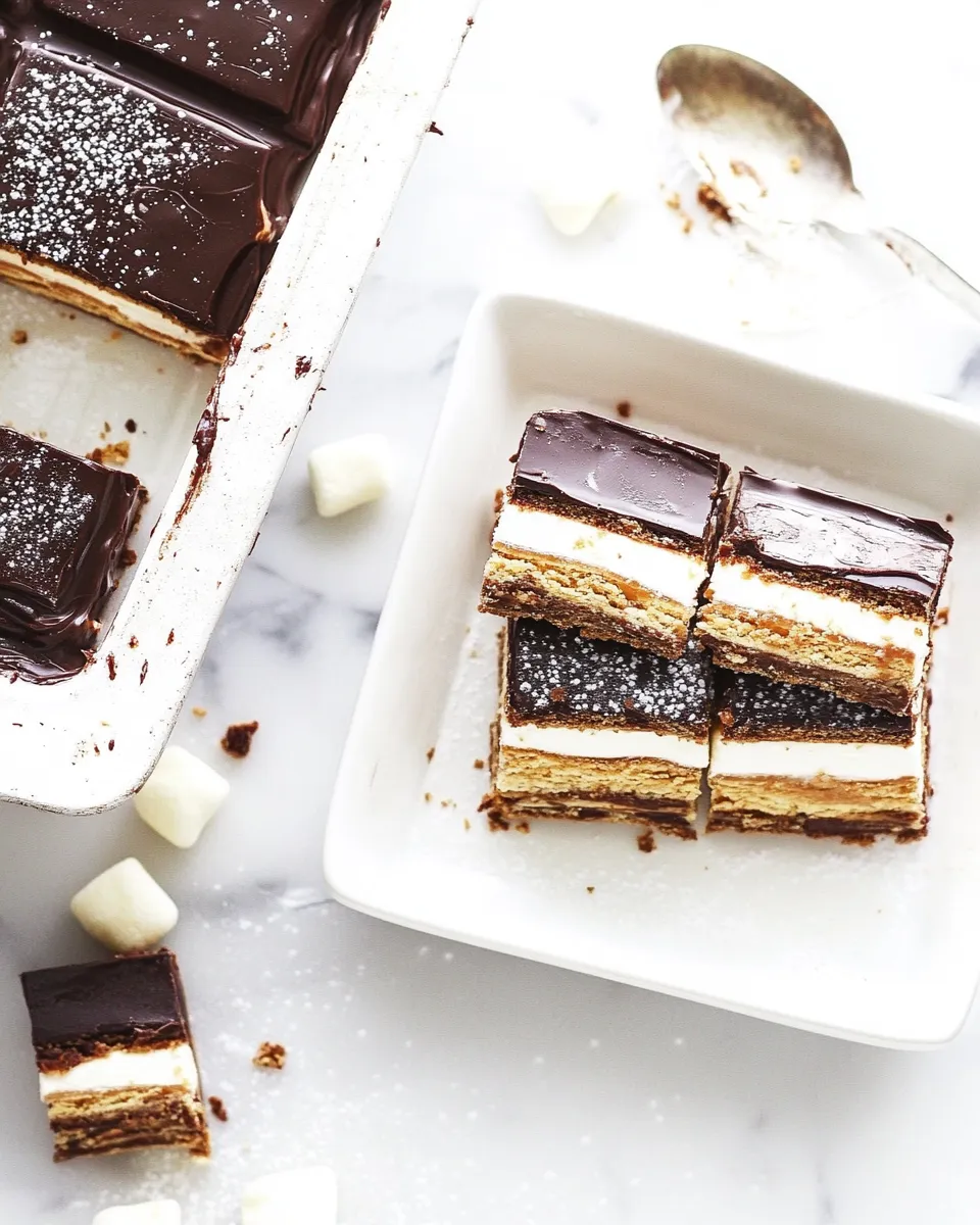 Delicious 3-Layer Caramel and Chocolate Marshmallow Bars image