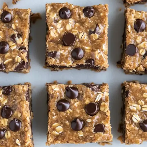Easy 5-Ingredient Almond Butter Oatmeal Chocolate Chip Cookie Bars photo