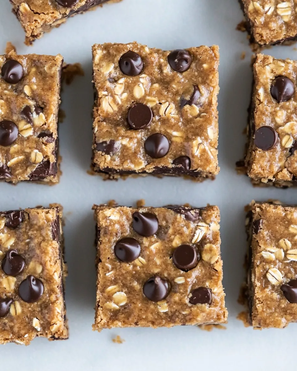 Easy 5-Ingredient Almond Butter Oatmeal Chocolate Chip Cookie Bars photo