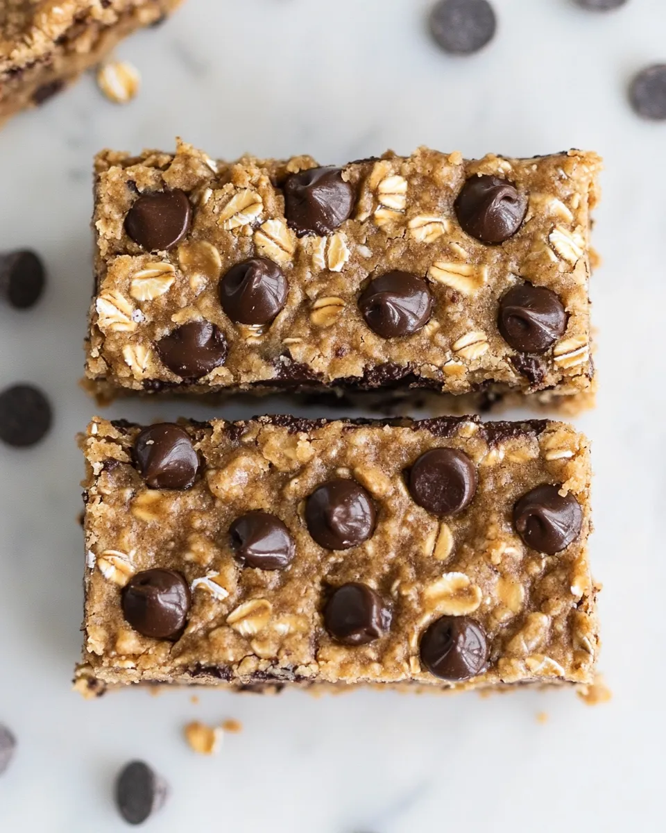 Healthy 5-Ingredient Almond Butter Oatmeal Chocolate Chip Cookie Bars recipe photo