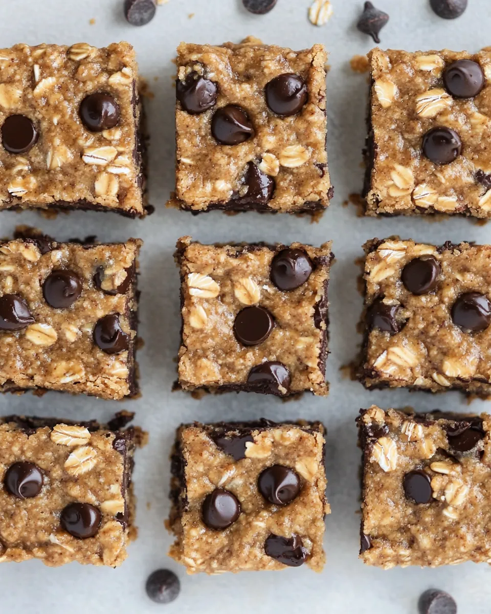 Quick 5-Ingredient Almond Butter Oatmeal Chocolate Chip Cookie Bars shot