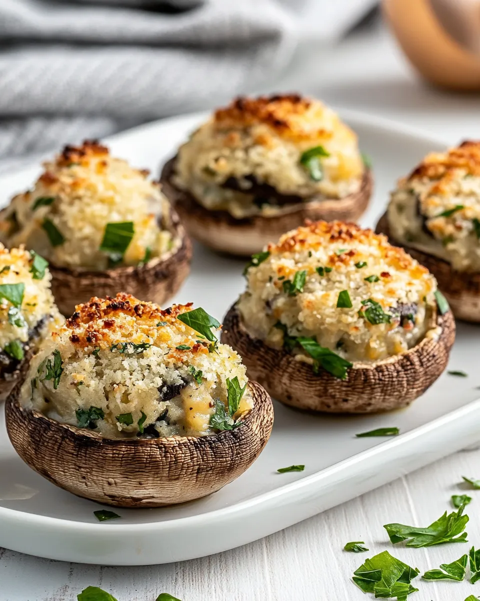 Savory Air-Fryer Stuffed Mushrooms food shot