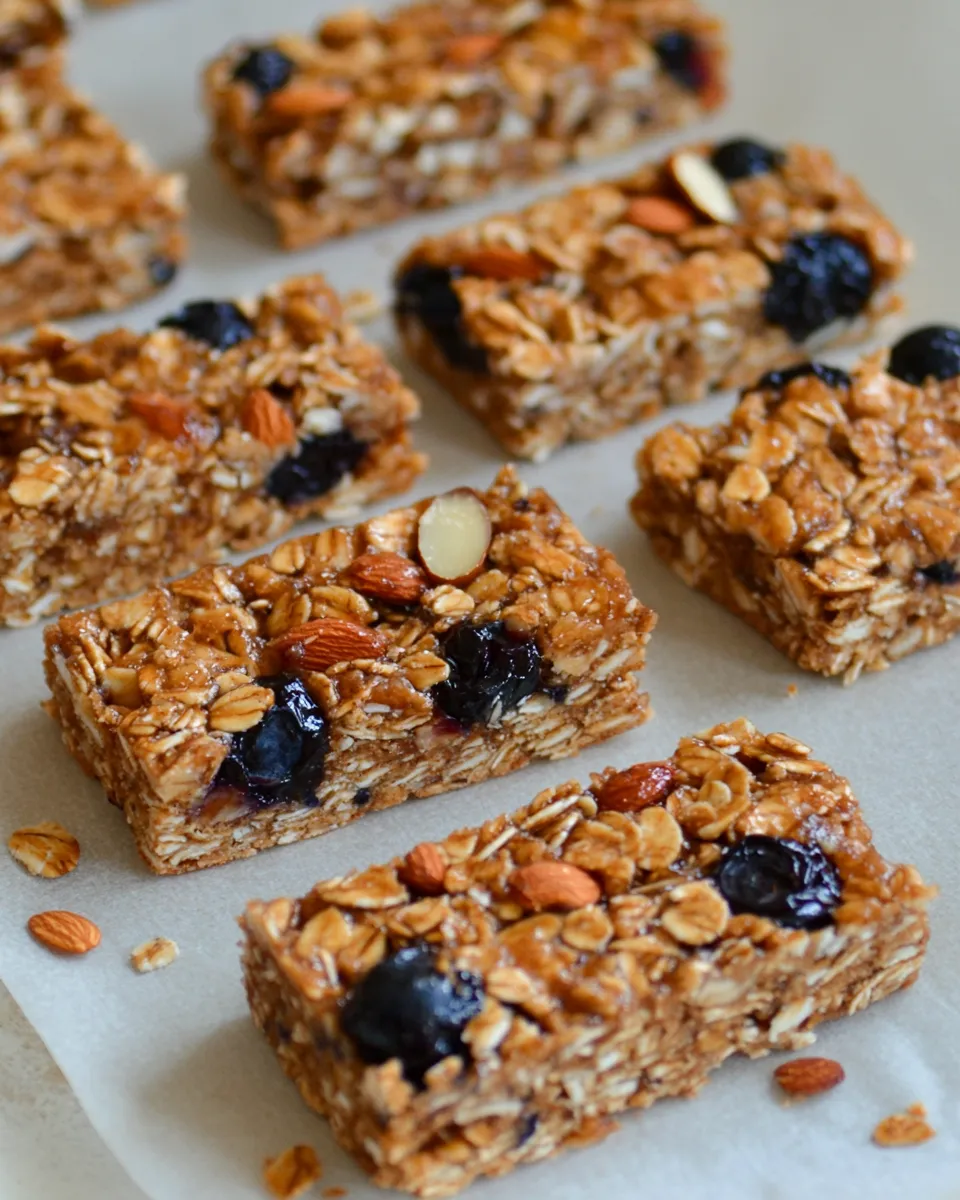 Easy Almond, Blueberry & Date Homemade Granola Bars recipe photo
