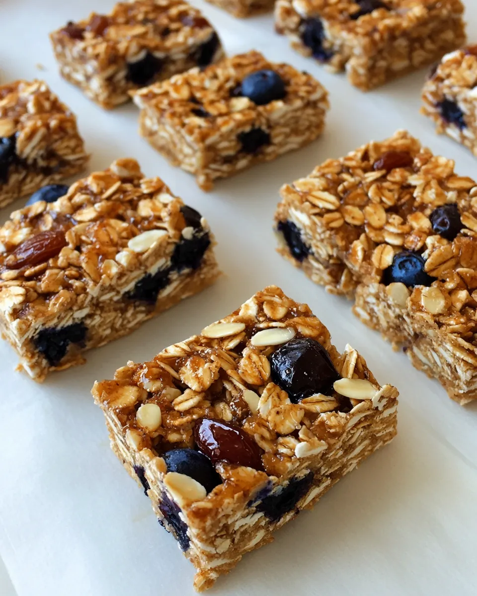 Healthy Almond, Blueberry & Date Homemade Granola Bars shot