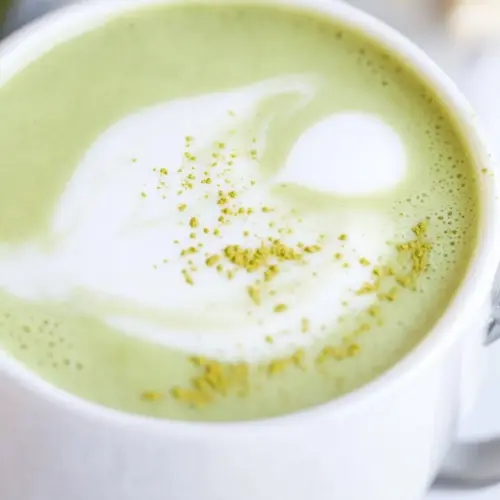 Homemade Almond Milk Matcha Latte photo