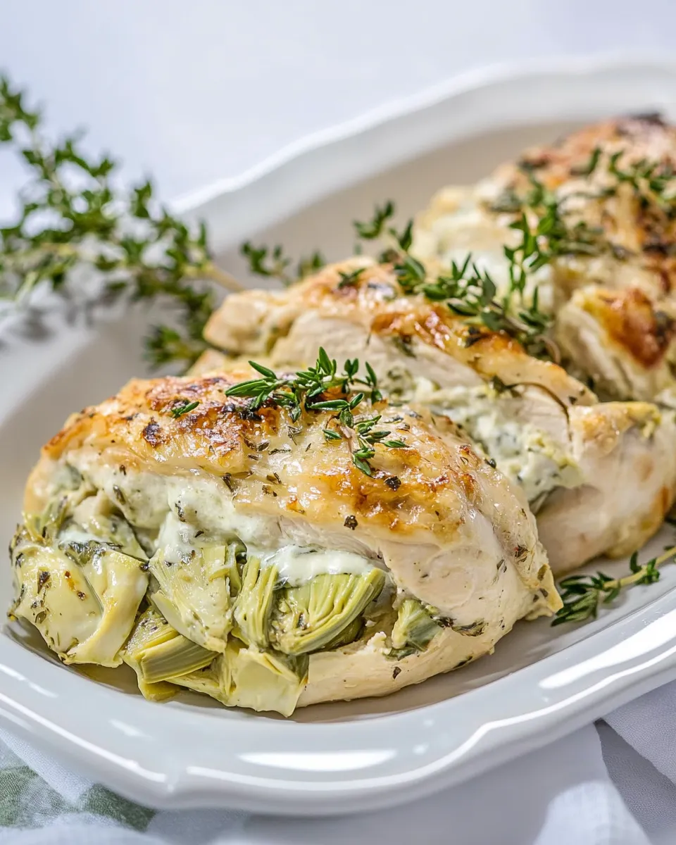 Easy Artichoke and Goat Cheese Stuffed Chicken food shot
