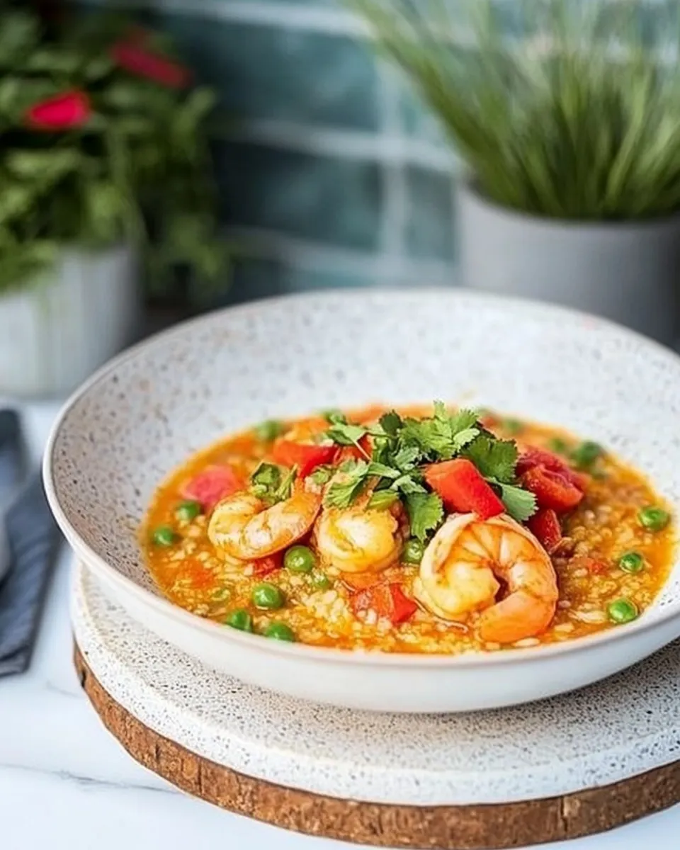 Delicious Asopao de Camarones (Shrimp and Rice Pottage) shot