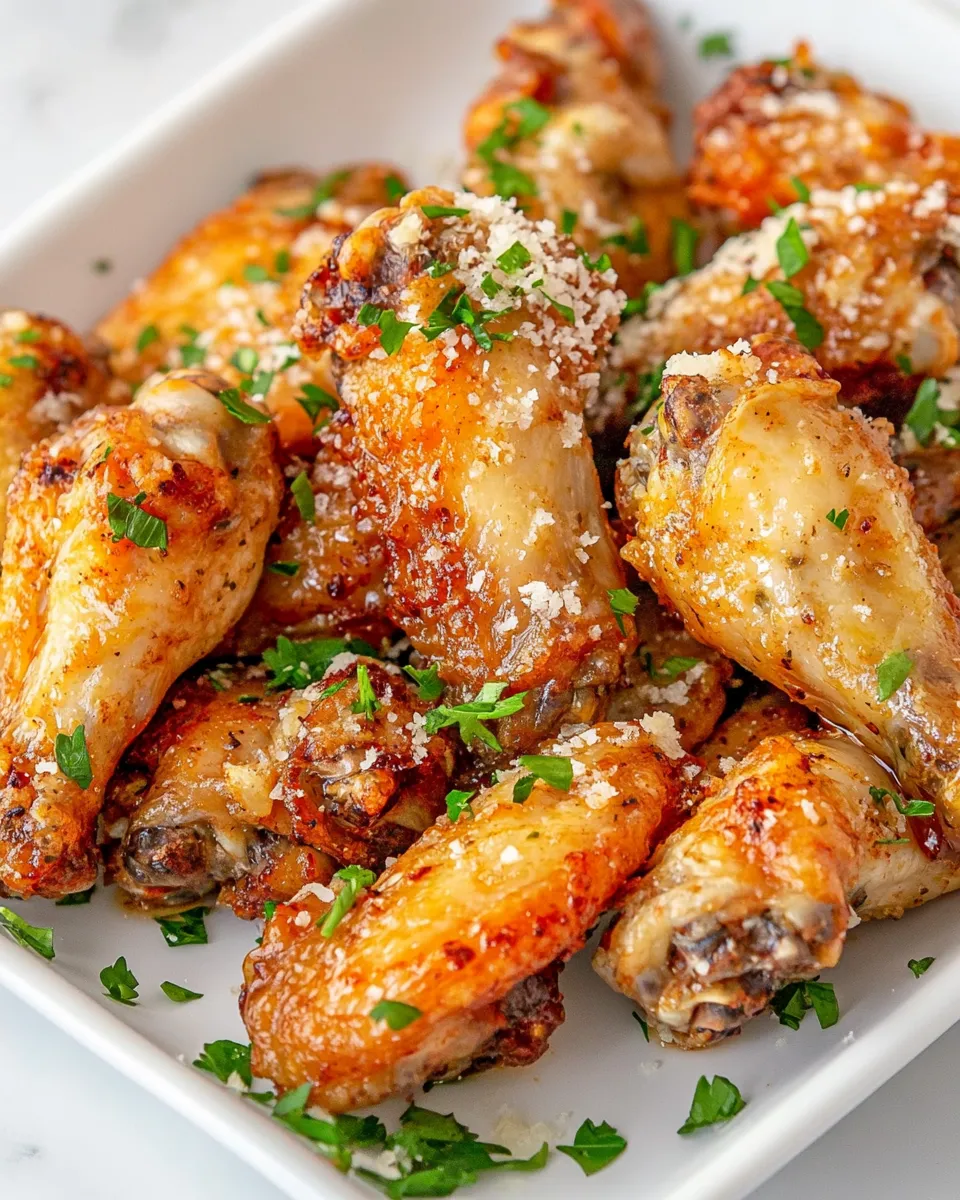 Delicious Baked Garlic Parmesan Chicken Wings shot