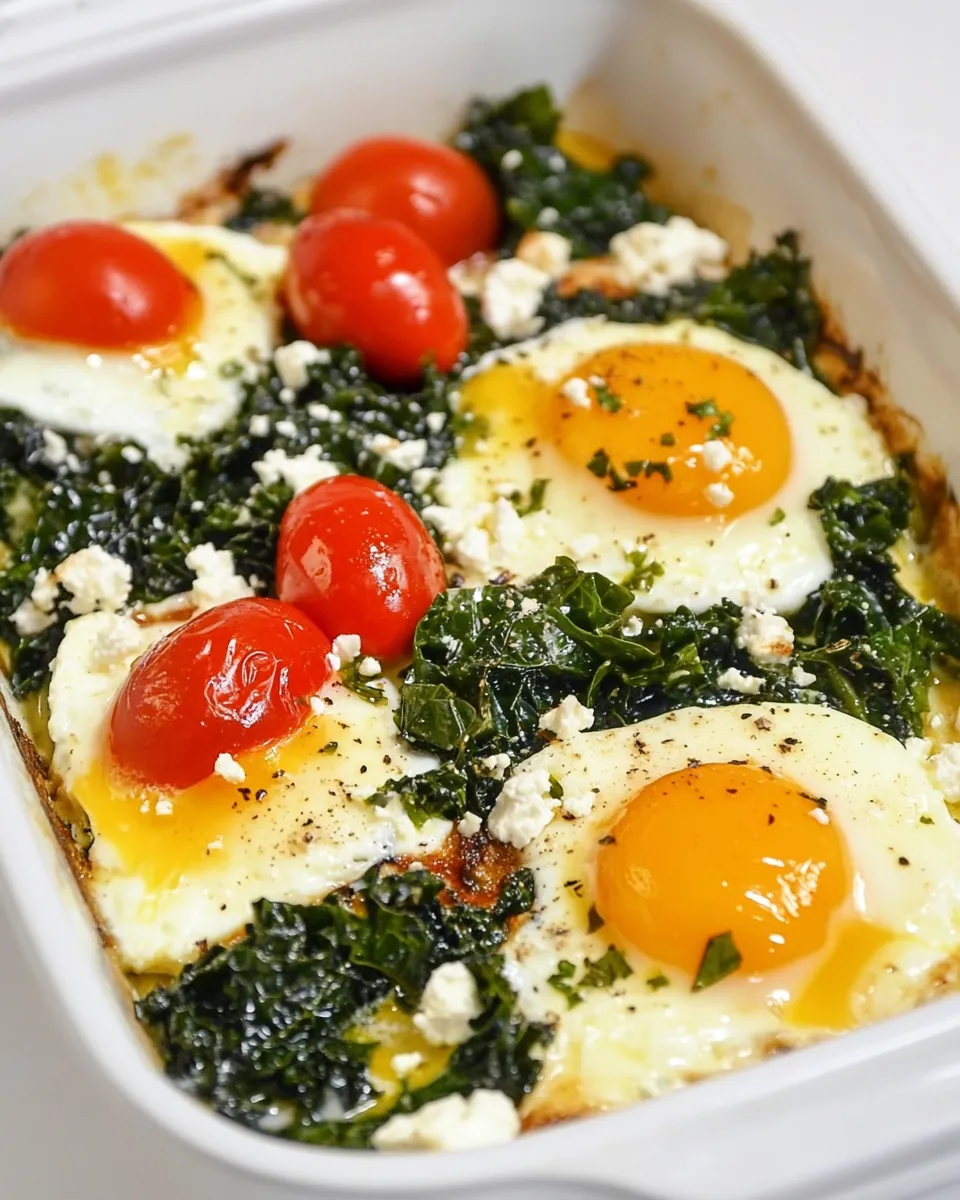 Healthy Baked Kale and Eggs with Ricotta image