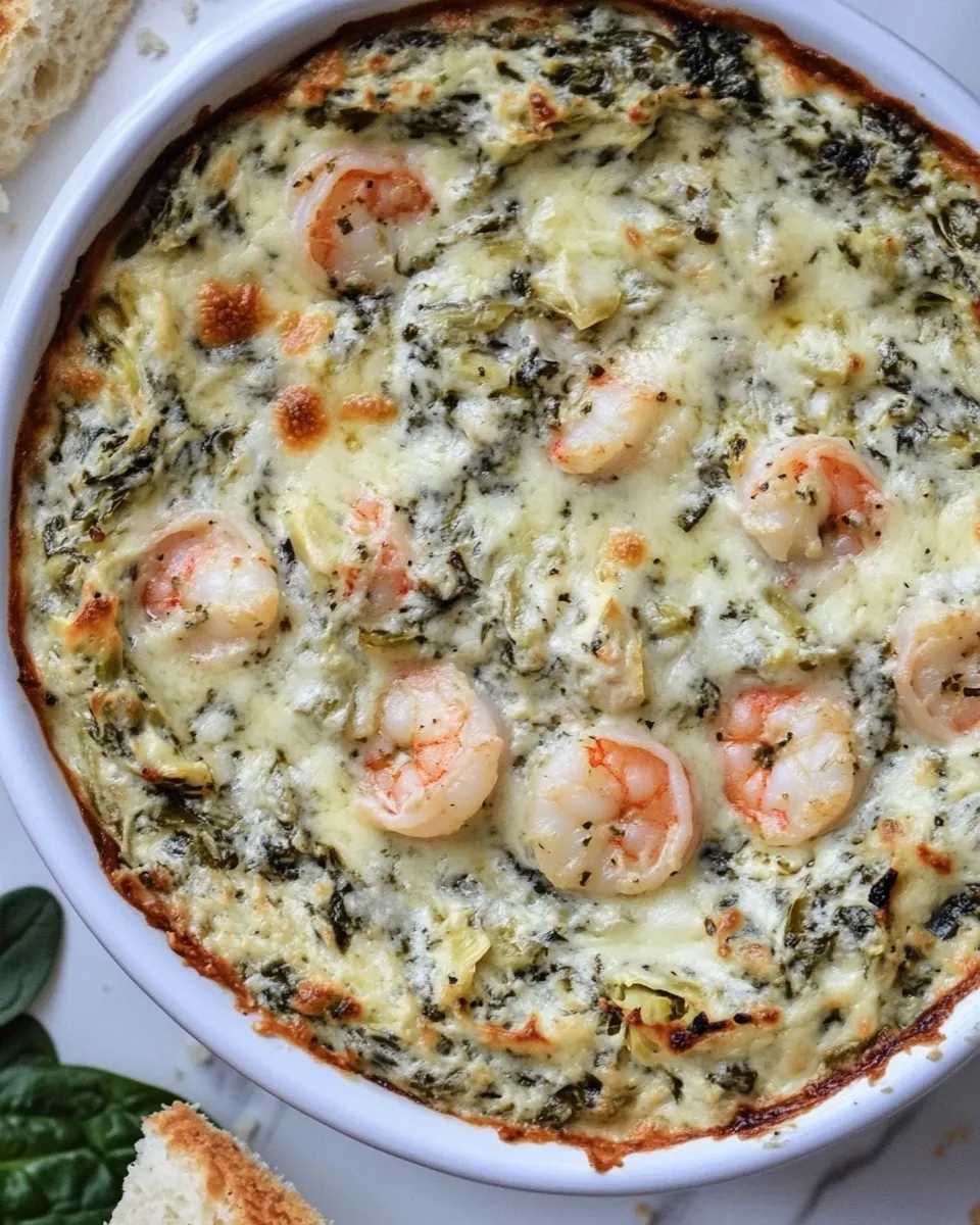 Savory Baked Spinach Artichoke Dip with Shrimp image