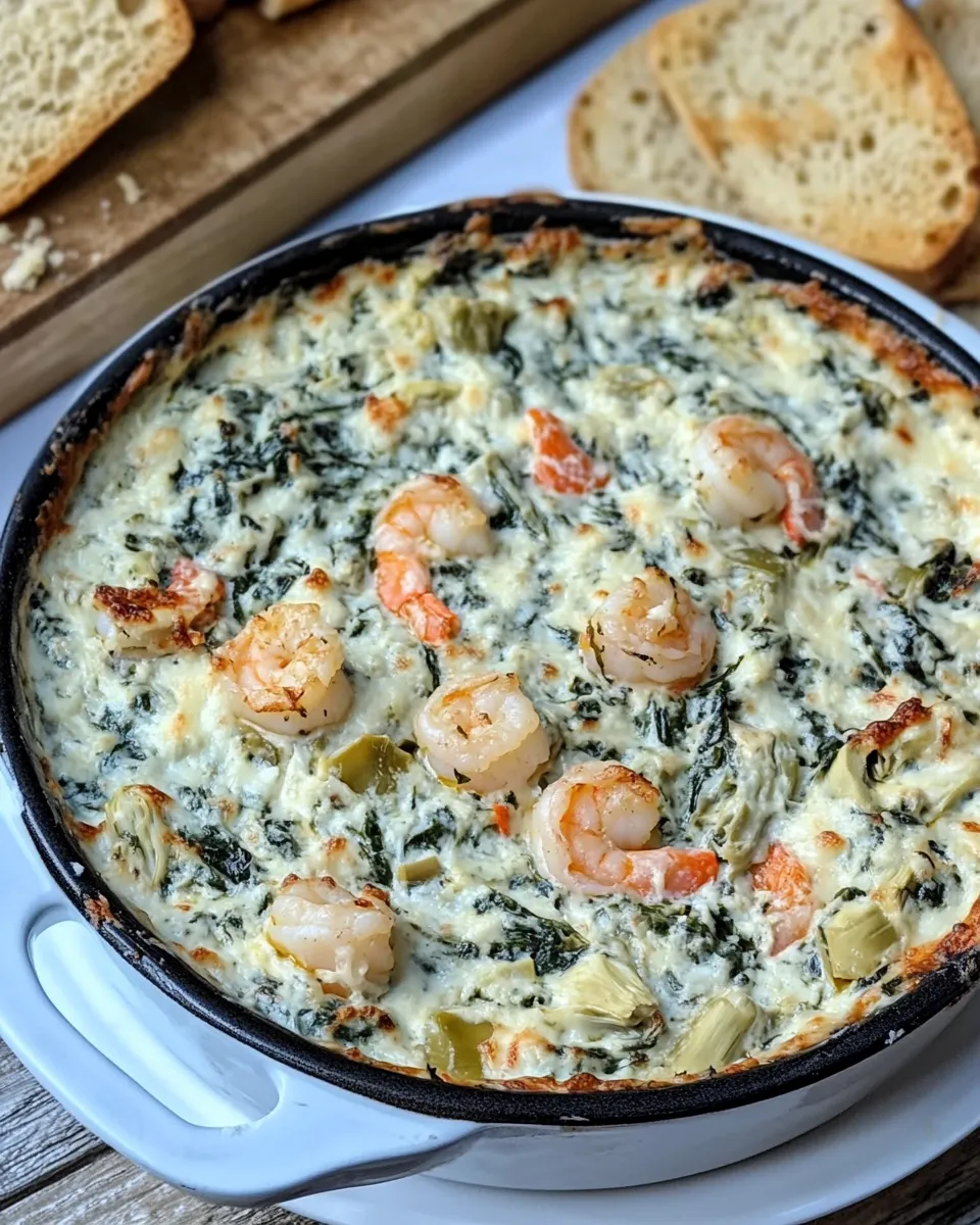 Delicious Baked Spinach Artichoke Dip with Shrimp recipe photo