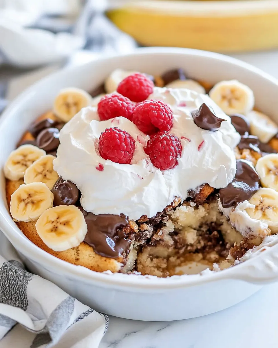 Delicious Banana Split Dump Cake shot