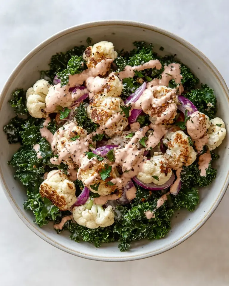 Fresh Bang Bang Cauliflower Kale Salad. photo