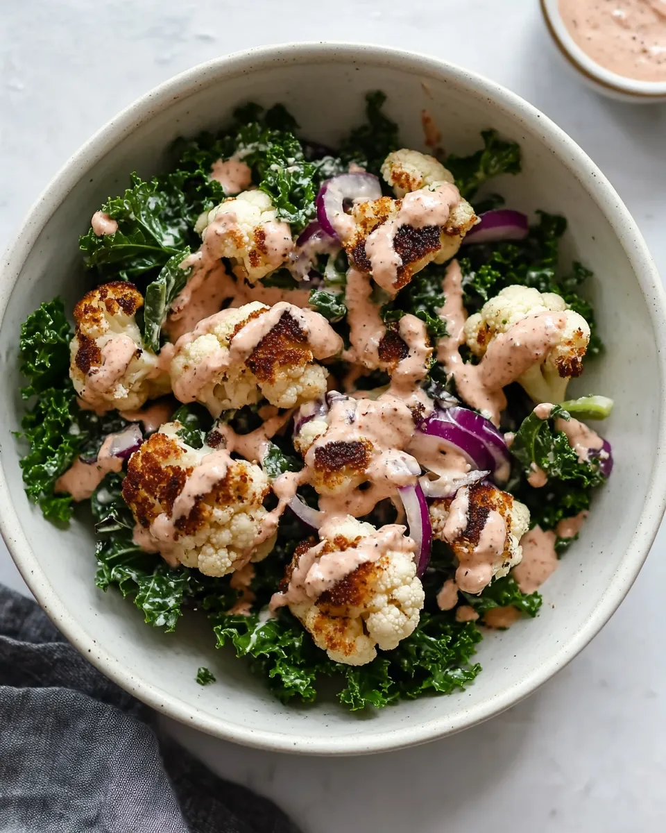 Sweet Bang Bang Cauliflower Kale Salad. recipe image