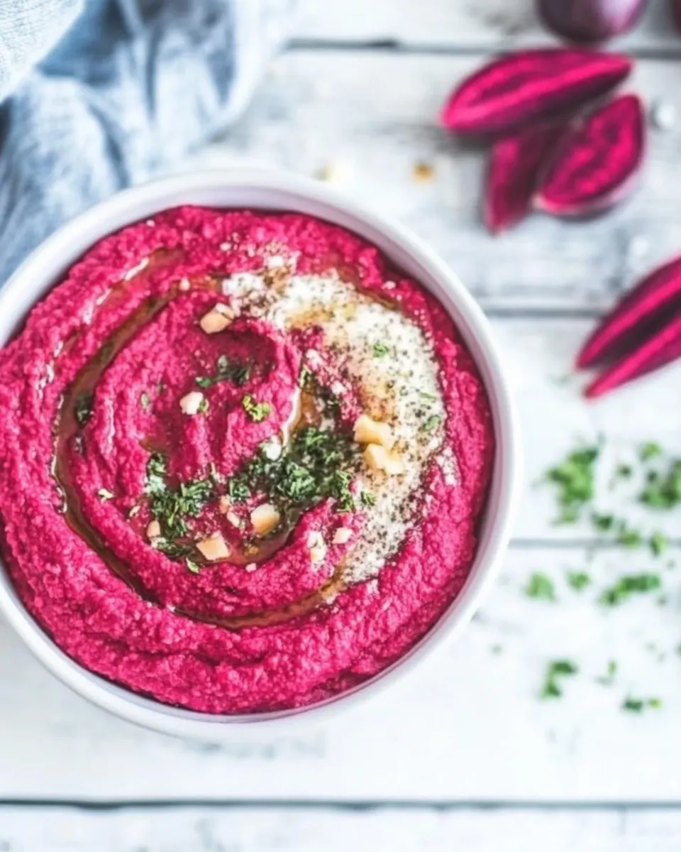 Delicious Beet Hummus Dip, Spread or Snack! shot