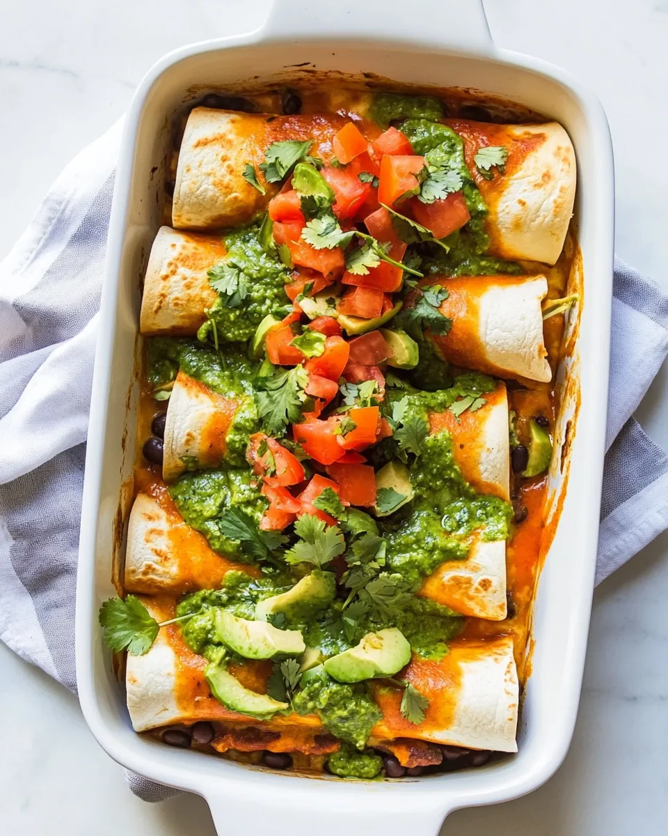 Homemade Black Bean and Tofu Enchiladas with Creamy Cilantro Lime Sauce photo