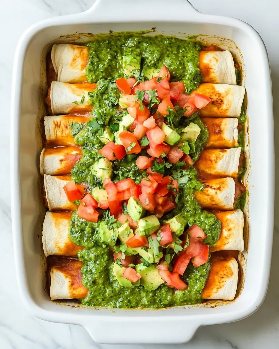 Easy Black Bean and Tofu Enchiladas with Creamy Cilantro Lime Sauce shot