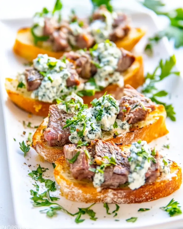 Homemade Blue Cheese and Steak Crostini photo