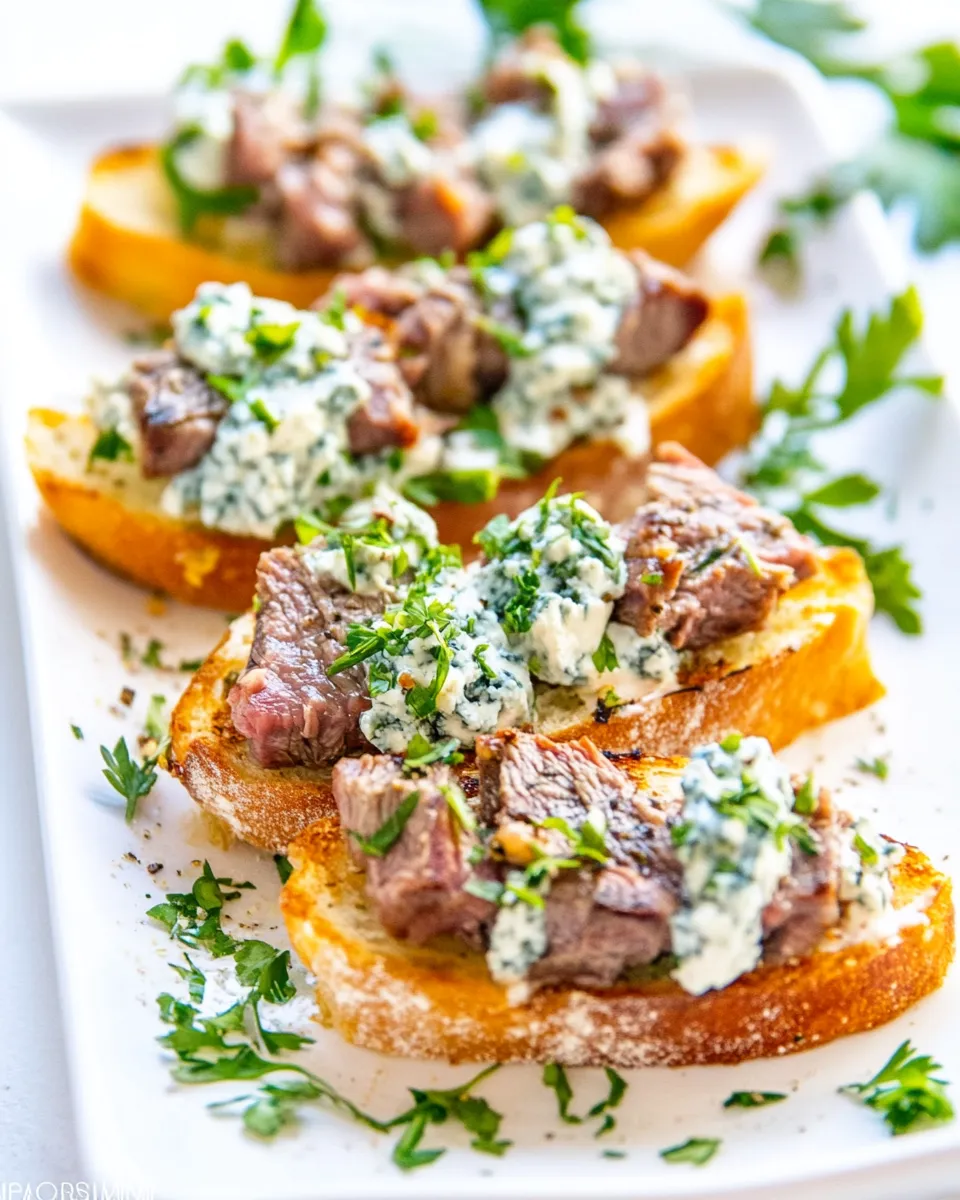 Homemade Blue Cheese and Steak Crostini photo