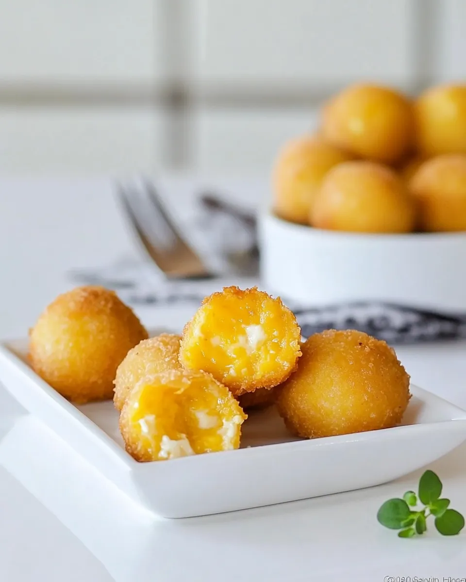 Tasty Bolitas de Pltano Maduro y Queso (Cheese and Ripe Plantain Balls) food shot