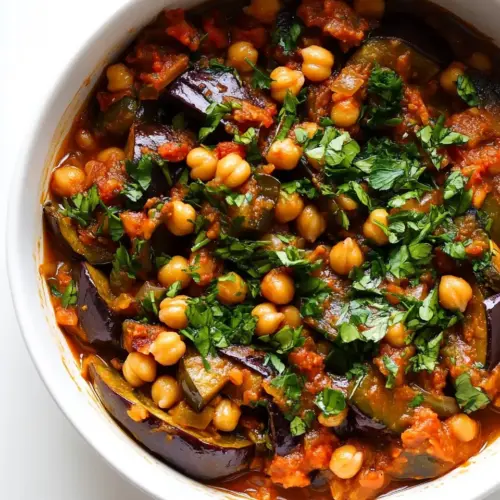 Easy Braised Harissa Eggplant with Chickpeas photo