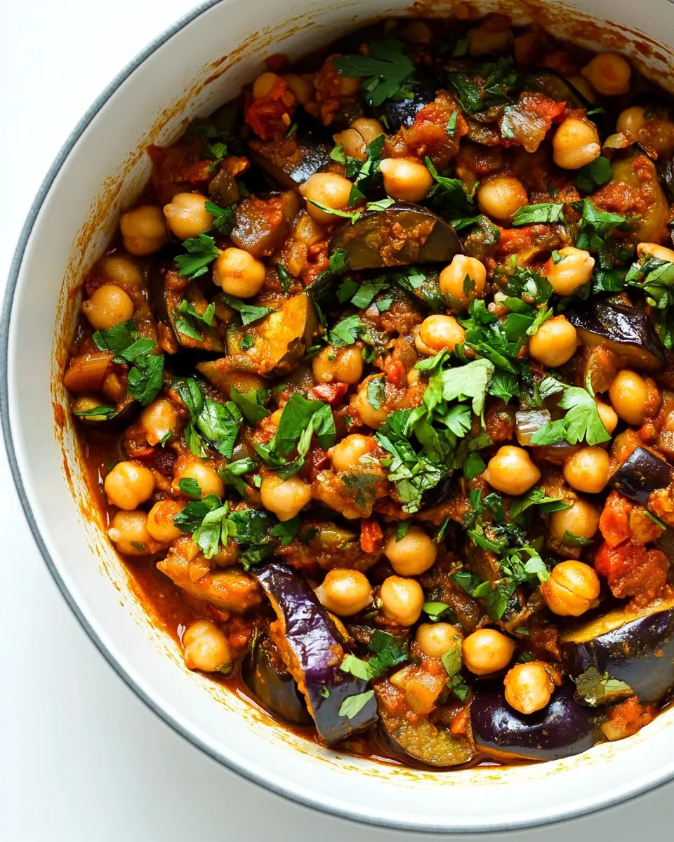 Quick Braised Harissa Eggplant with Chickpeas dish photo