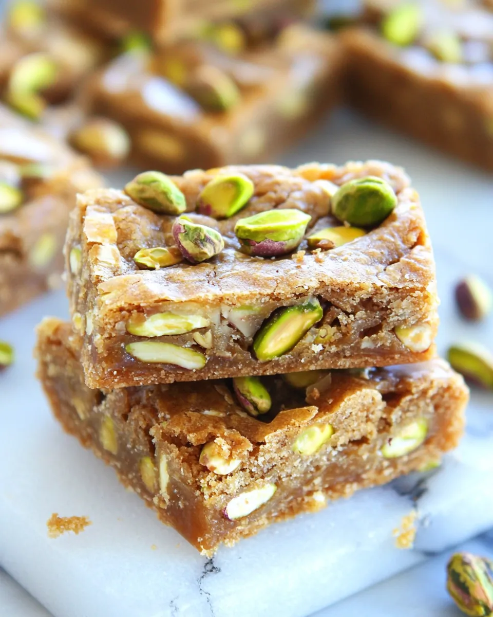 Easy Brown Butter and Honey Pistachio Cookie Bars image