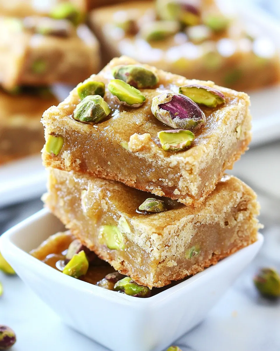 Tasty Brown Butter and Honey Pistachio Cookie Bars shot