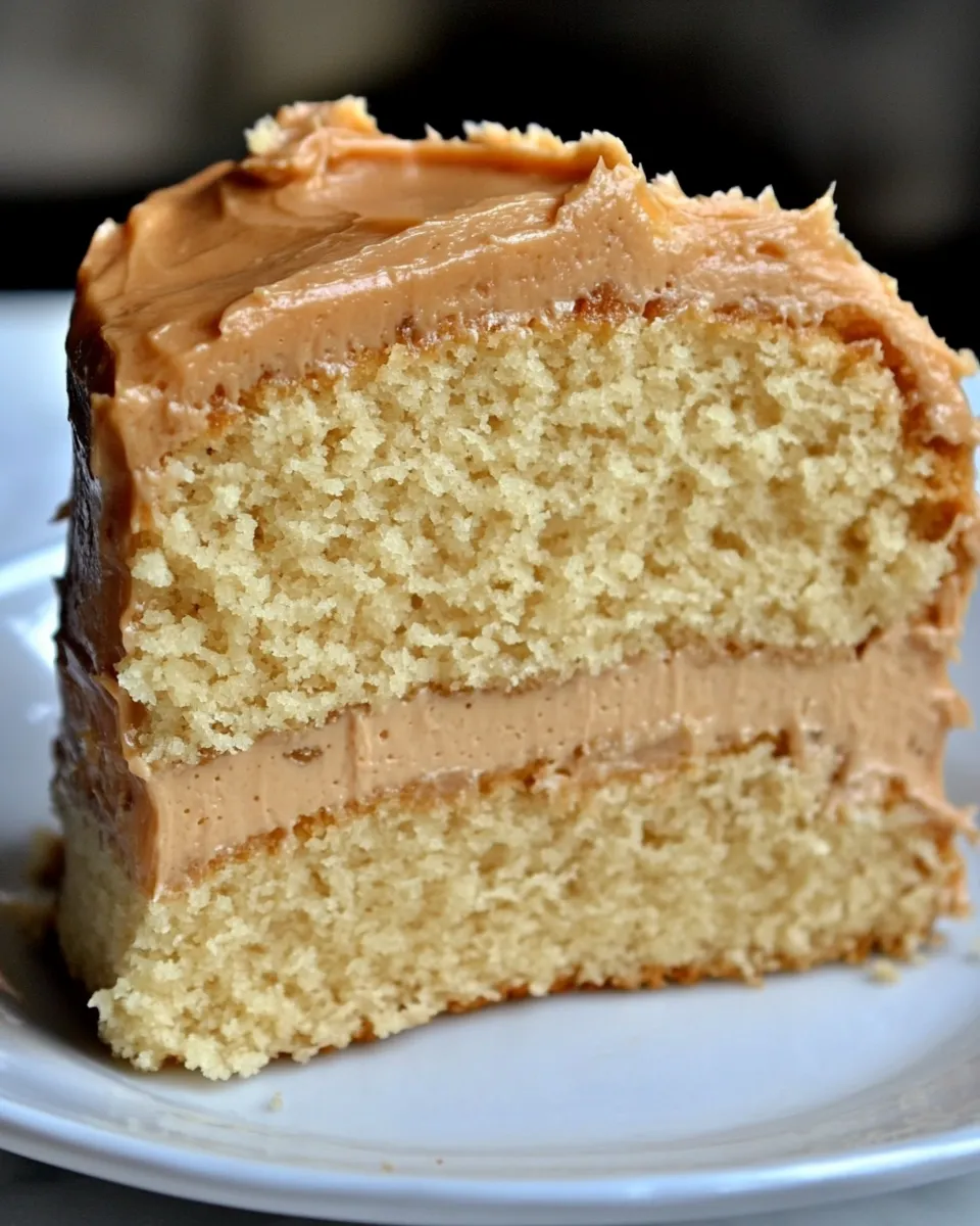Easy Butter Cake with Salted Caramel Buttercream Frosting Recipe shot