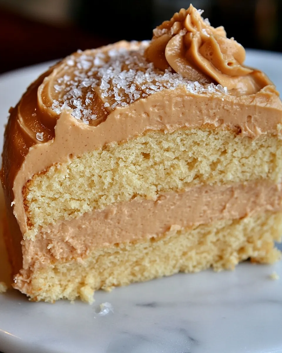Delicious Butter Cake with Salted Caramel Buttercream Frosting Recipe recipe image