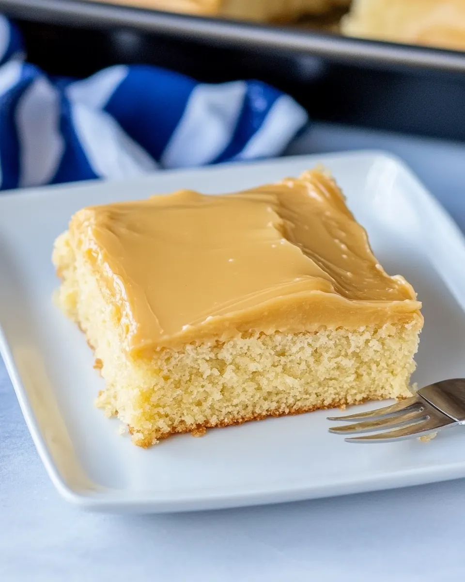 Delicious Buttermilk Sheet Cake with Caramel Icing shot